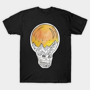 Mountain Sunset Lightbulb-Stickers-Cards-PhoneCases-Gifts T-Shirt